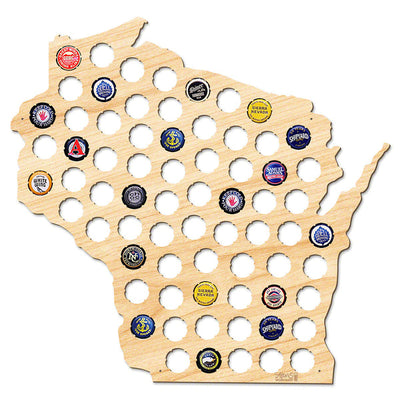 Wisconsin Beer Cap Map - Large